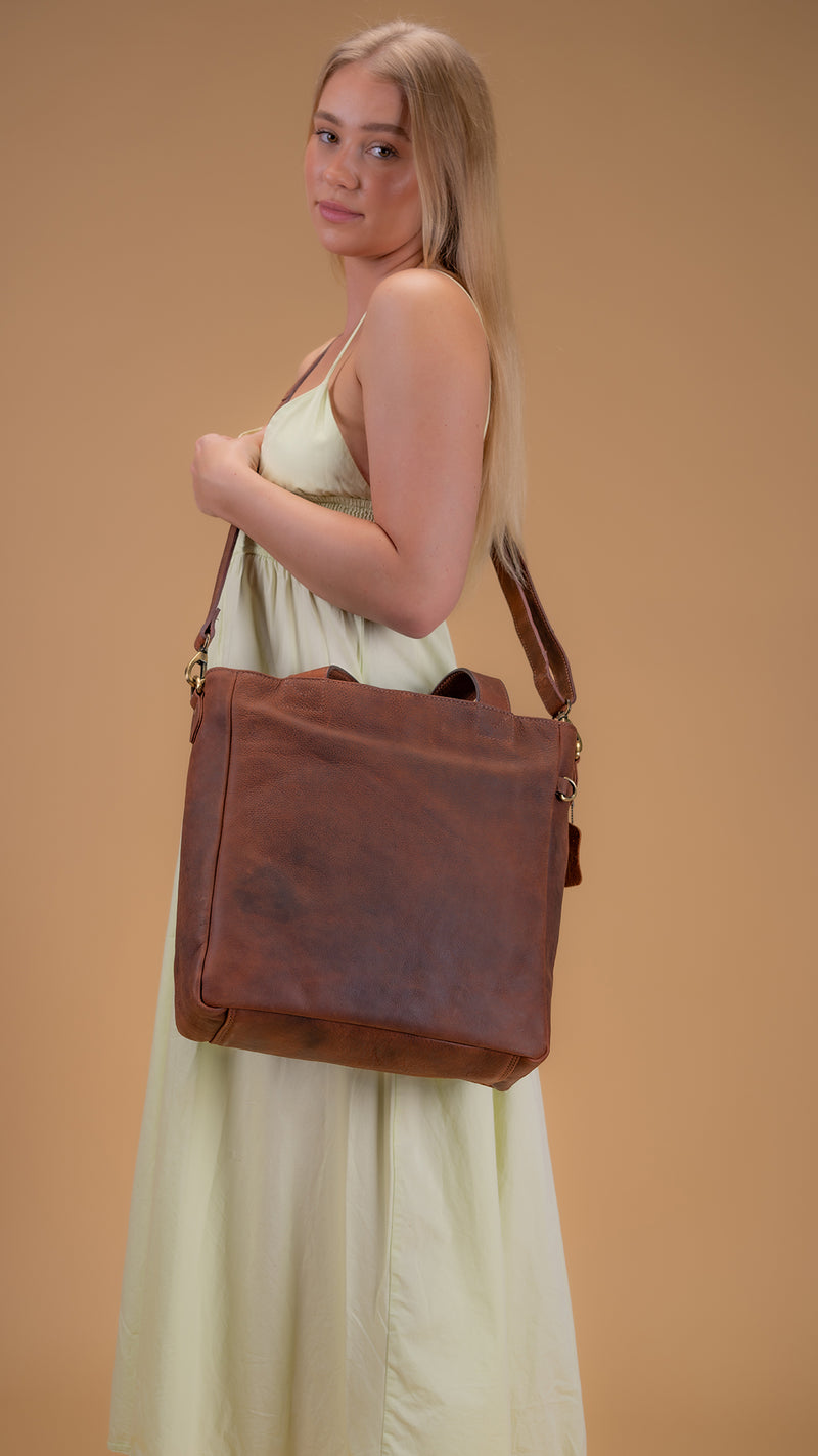 Leather Work Tote Bag Parsley