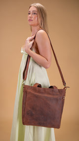 Leather Work Tote Bag Parsley